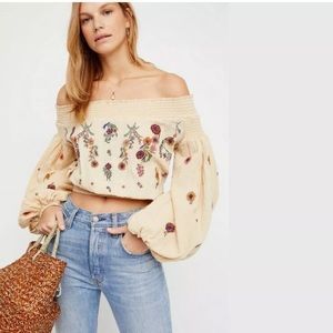 Free People Saachi Embroidered Off The Shoulder